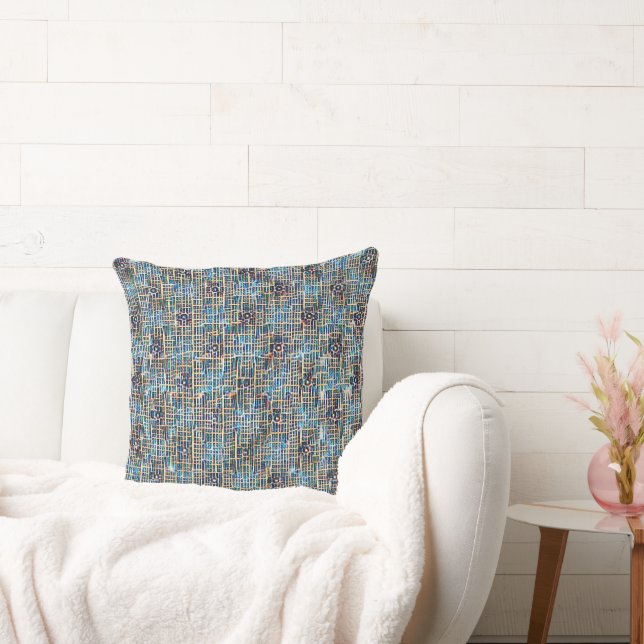 Modern abstract geometric digital pattern 1255 cushion (Couch)
