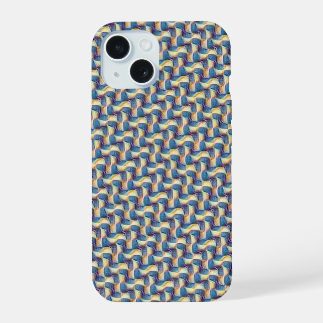 Modern abstract geometric digital pattern 1256 iPhone 15 case (Back)