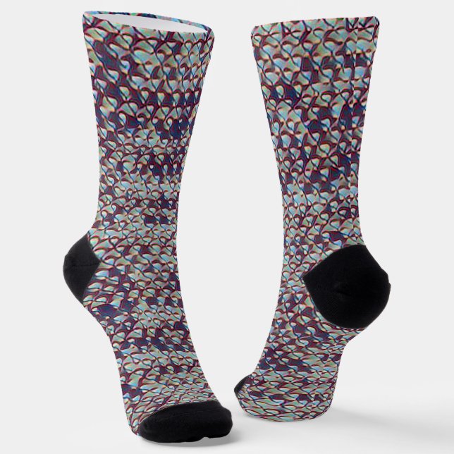Modern abstract geometric digital pattern 1257 socks (Angled)