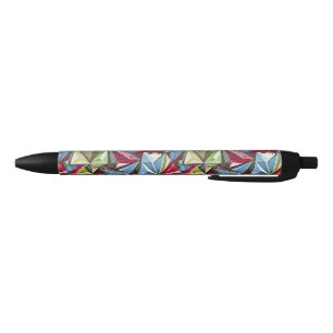Modern abstract geometric digital pattern 44 blue ink pen