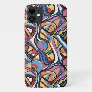 Modern abstract geometric digital pattern 48 iPhone 11 case