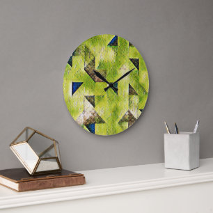 Modern abstract geometric digital pattern 56 large clock