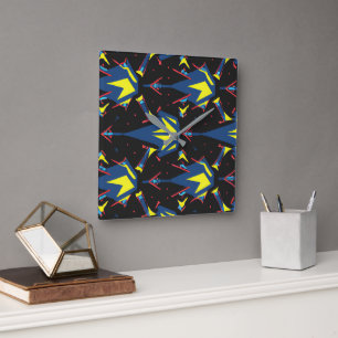 Modern abstract geometric digital pattern 57 square wall clock