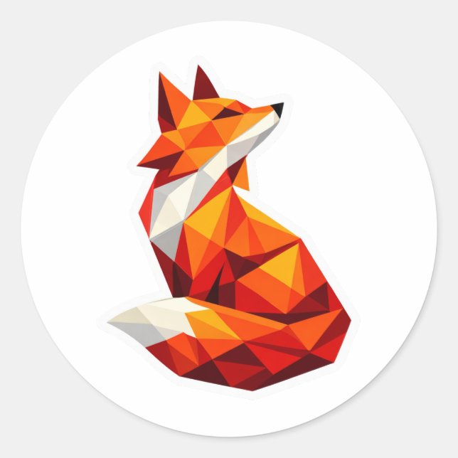 Modern Abstract Geometric Fox Sticker (Front)