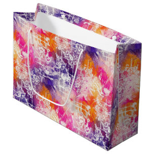 Modern Abstract Geometric Grid Pattern Large Gift Bag