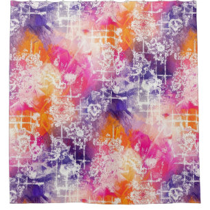 Modern Abstract Geometric Grid Pattern Shower Curtain