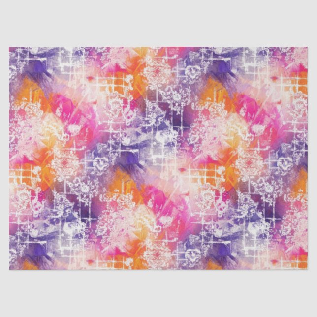 Modern Abstract Geometric Grid Pattern Tissue Paper (Front)
