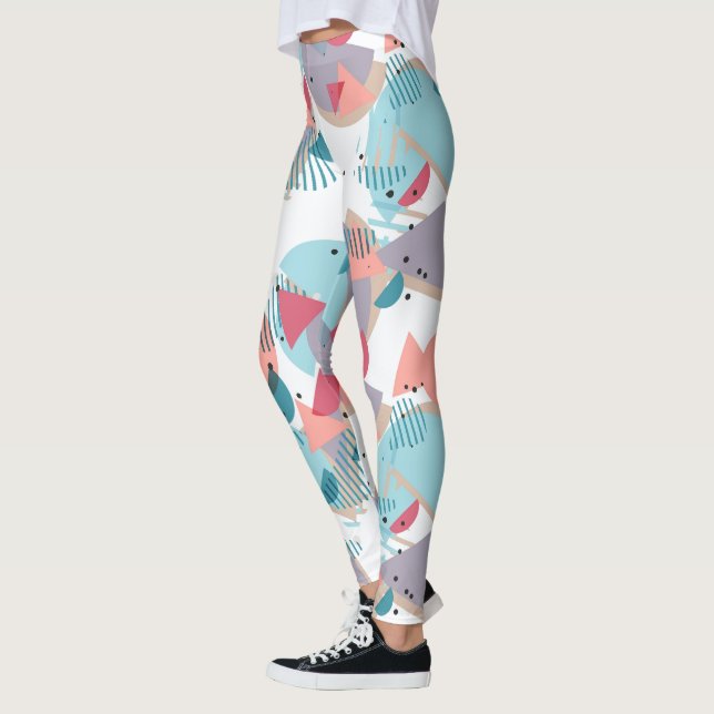 Modern Abstract Geometric Hip 50s Art Pattern Leggings (Left)