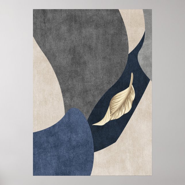 Modern Abstract Geometric Leaf Wall Art Poster (Front)