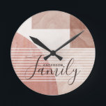 Modern Abstract Geometric Marble Custom Family Round Clock<br><div class="desc">Modern Abstract Geometric Marble Custom Family Wall Clock features an abstract geometric design with your personalised family name. Makes a fantastic gift for Christmas,  birthday,  anniversary and more. Personalise by editing the text in the text box provided. Designed by ©Evco Studio www.zazzle.com/store/evcostudio</div>