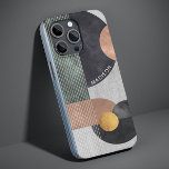 Modern Abstract Geometric Marble Custom Name iPhone 13 Case<br><div class="desc">Modern Abstract Geometric Marble Custom Name iPhone Cases features black,  rose gold and gold watercolor geometric shapes on a grey marble background with stripes and your personalised name in modern white script. Personalise by editing the text in the text box provided. Designed by ©Evco Studio www.zazzle.com/store/evcostudio</div>