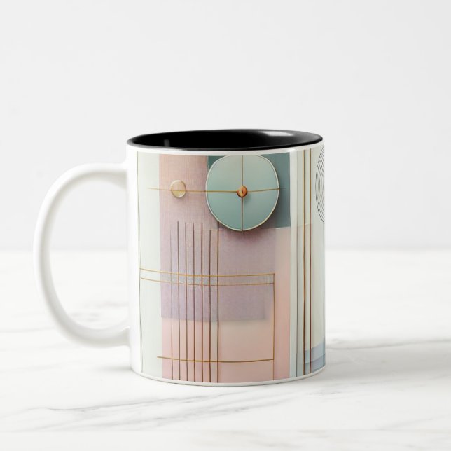 Modern Abstract Geometric Mug with Pastel Design (Left)