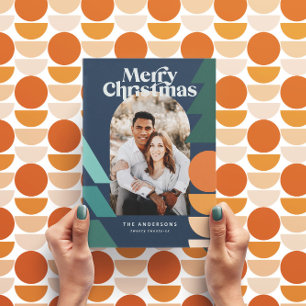 Modern abstract geometric navy holiday photo