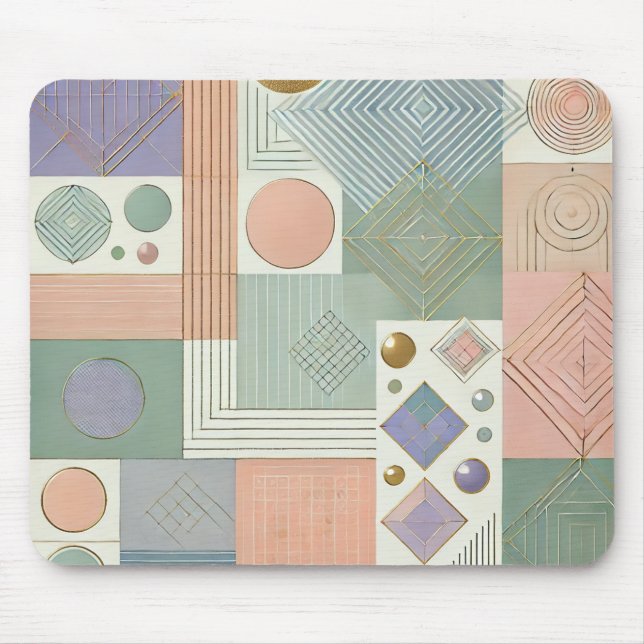 Modern Abstract Geometric Pastel Mouse Pad – Elega (Front)
