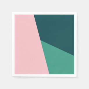 Modern abstract geometric pastel pink & green napkin