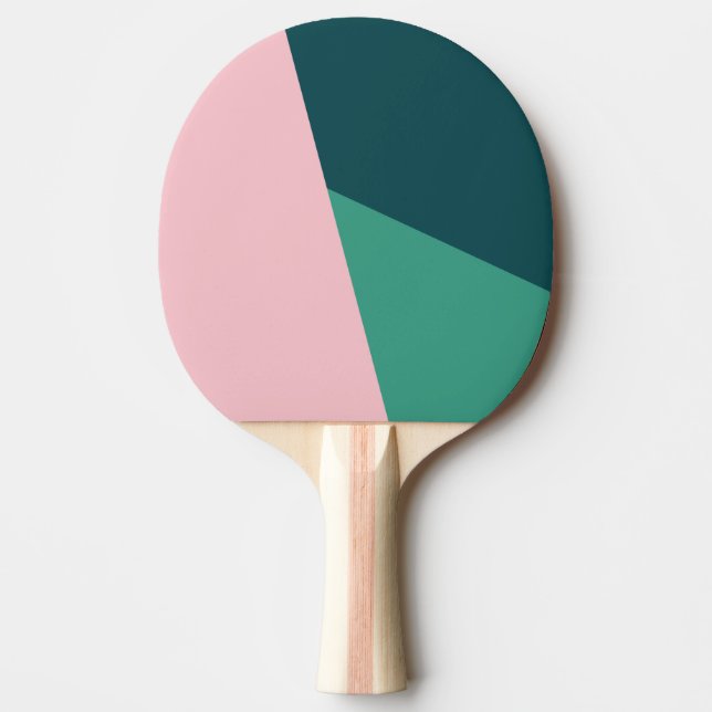 Modern abstract geometric pastel pink & green ping pong paddle (Front)