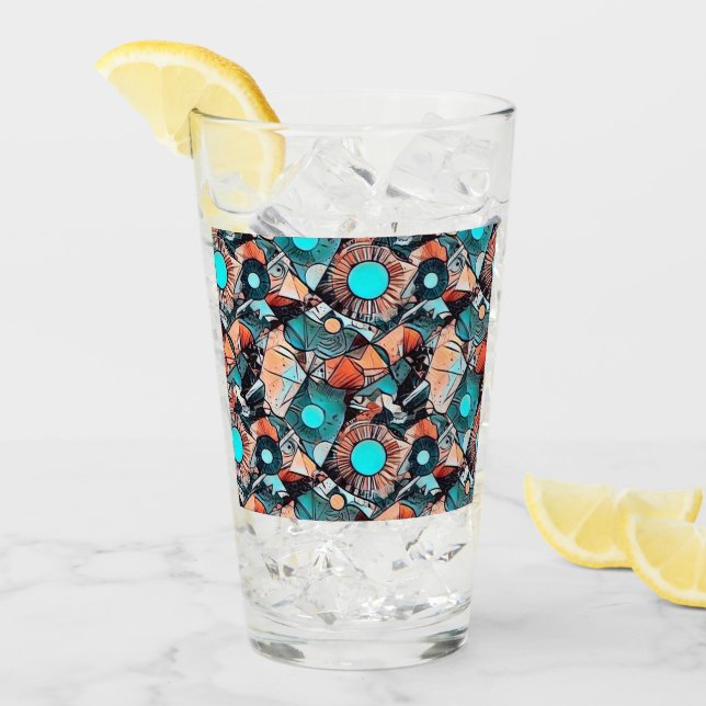 Modern abstract geometric pattern 45 - Glass Cup (Front Ice)