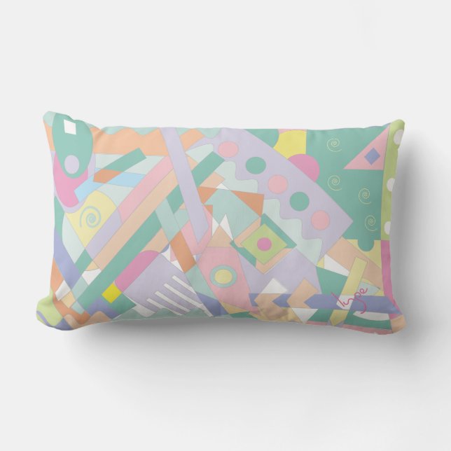Modern Abstract Geometric Pattern Chic Trendy Lumbar Cushion (Front)