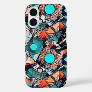 Modern abstract geometric pattern design 45 iPhone 16 case