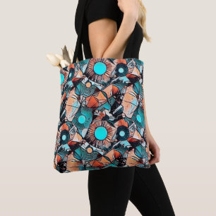Modern abstract geometric pattern design 45 tote bag