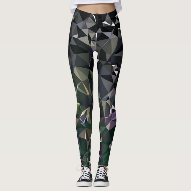 Modern Abstract Geometric Pattern - Night Dock Leggings (Front)