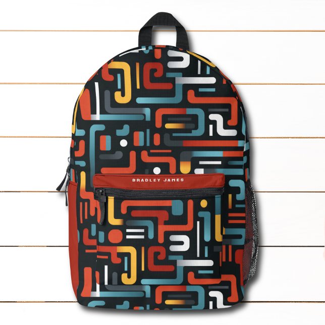 Modern Abstract Geometric Pattern Personalised Printed Backpack (Creator Uploaded)
