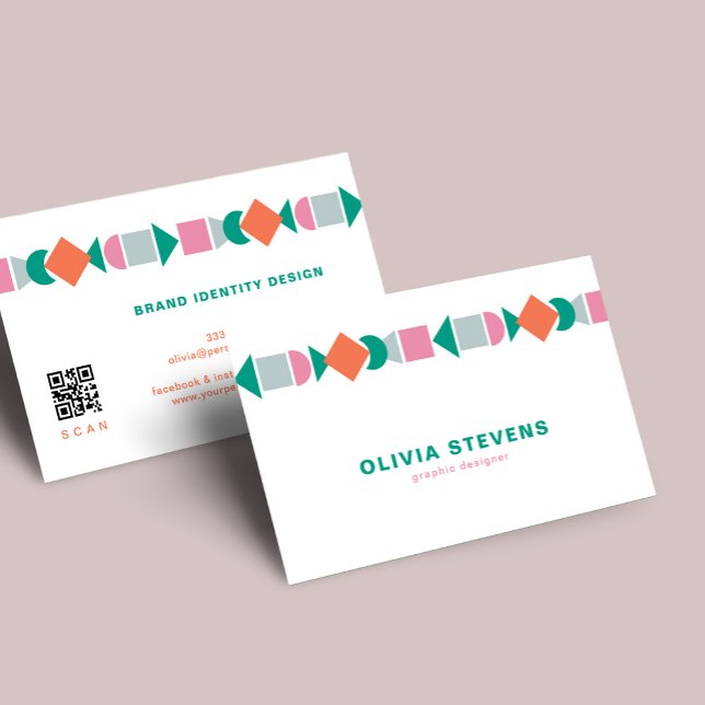 Modern abstract geometric QR code colourful Business Card (Creator Uploaded)