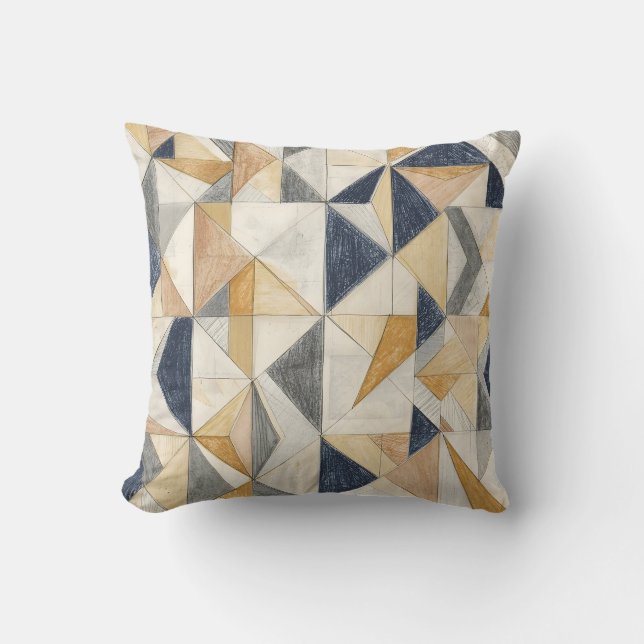 Modern Abstract Geometric Quilt Pattern Navy Blue  Cushion (Front)