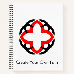 Modern Abstract Geometric Red and Black Mandala Notebook