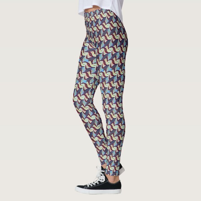 Modern abstract geometric rhythm pattern 1281 leggings (Left)