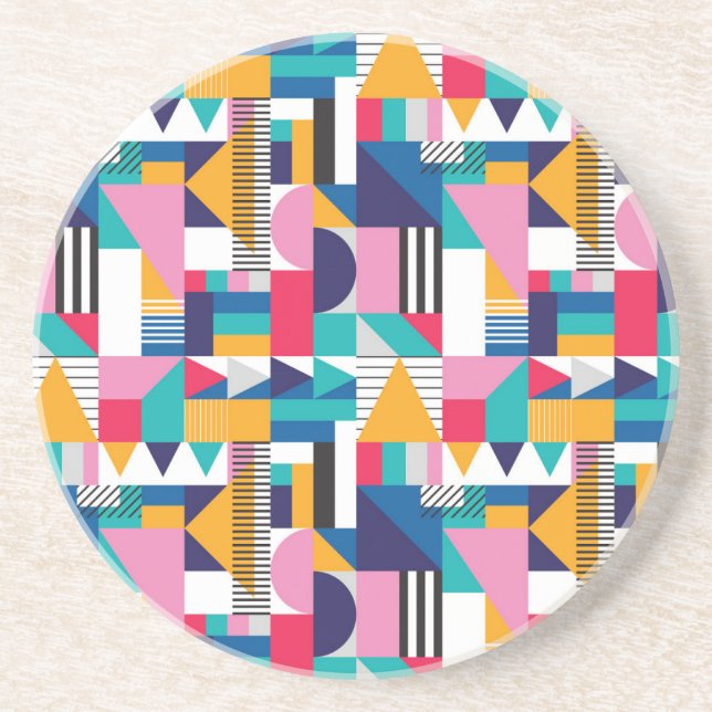 Modern Abstract Geometric Seamless Pattern Coaster (Front)