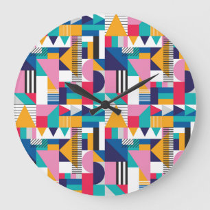 Modern Abstract Geometric Seamless Pattern Large Clock