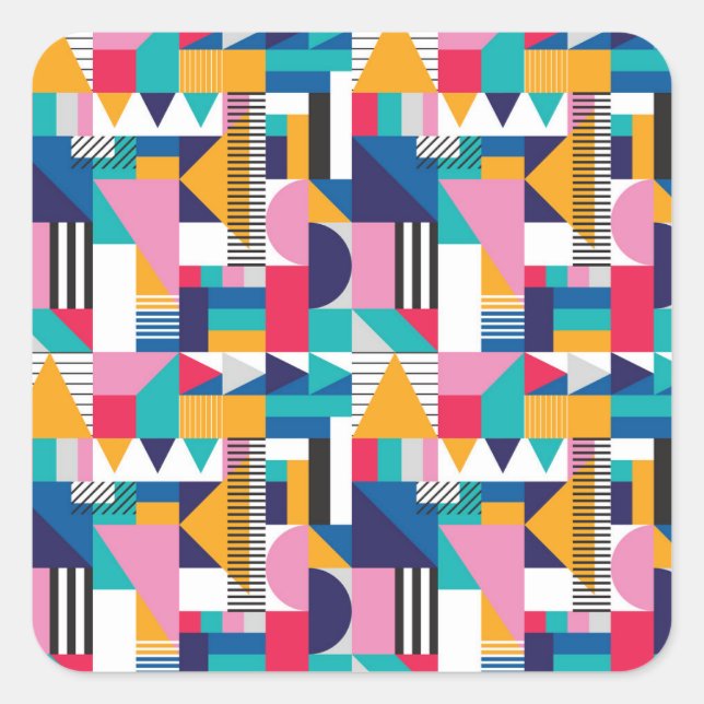 Modern Abstract Geometric Seamless Pattern Square Sticker (Front)
