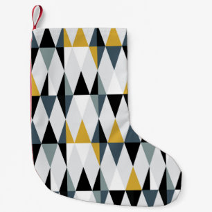 Modern abstract geometric seamless pattern with tr small christmas stocking
