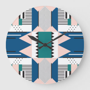 Modern Abstract: Geometric Seamless Style Large Clock