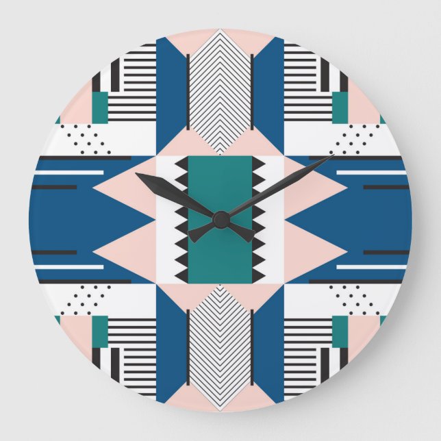 Modern Abstract: Geometric Seamless Style Large Clock (Front)
