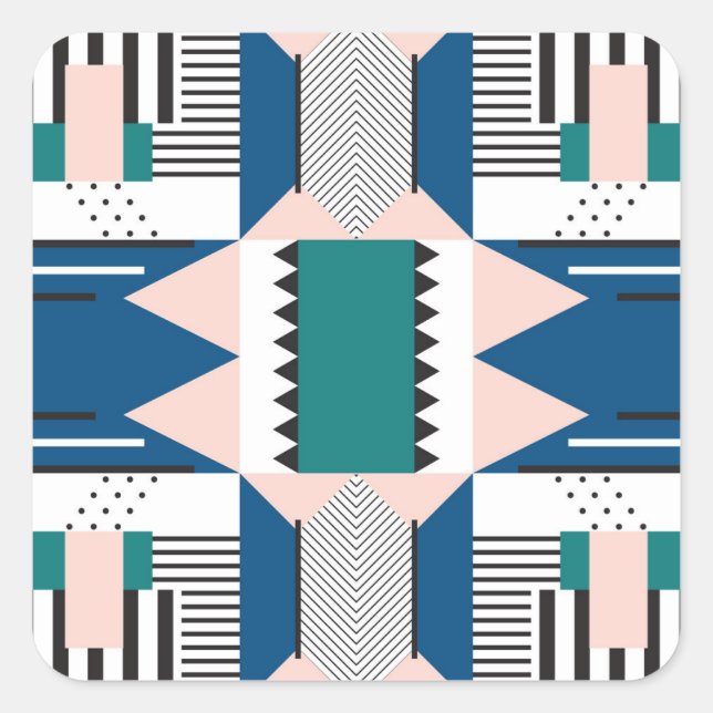 Modern Abstract: Geometric Seamless Style Square Sticker (Front)