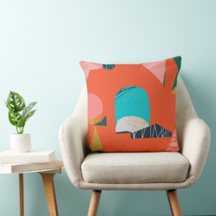 Modern Abstract - Geometric Shapes Colourful Patte Cushion