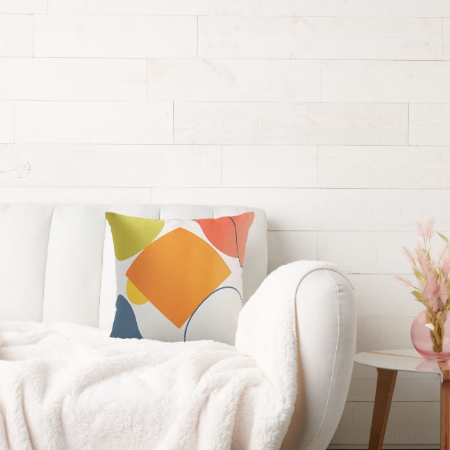 Modern Abstract Geometric Shapes Throw Pillow (Couch)