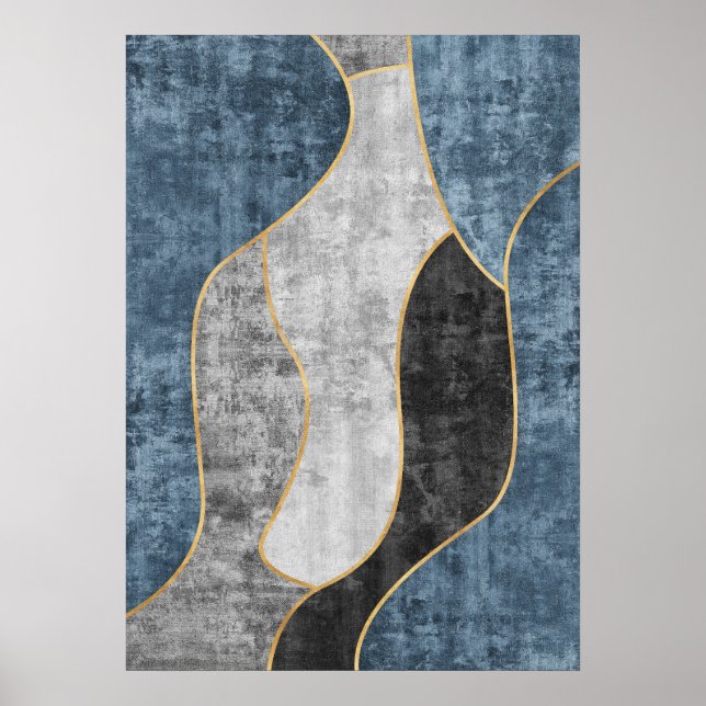 Modern Abstract Geometric Shapes Wall Art Poster (Front)