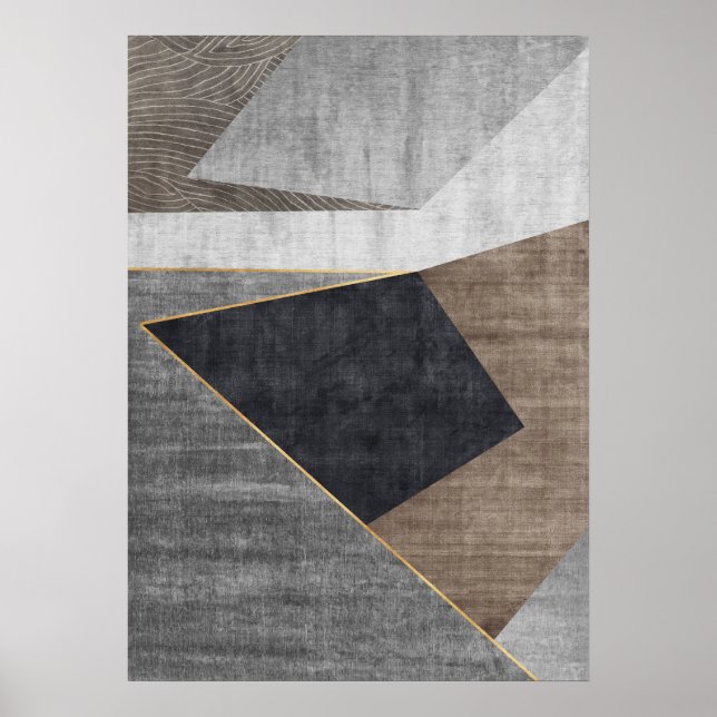 Modern Abstract Geometric Shapes Wall Art Poster (Front)