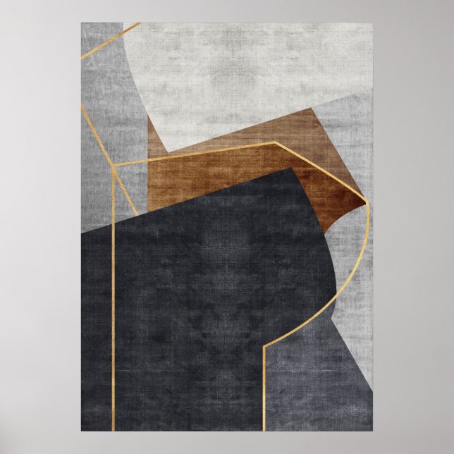 Modern Abstract Geometric Shapes Wall Art Poster (Front)