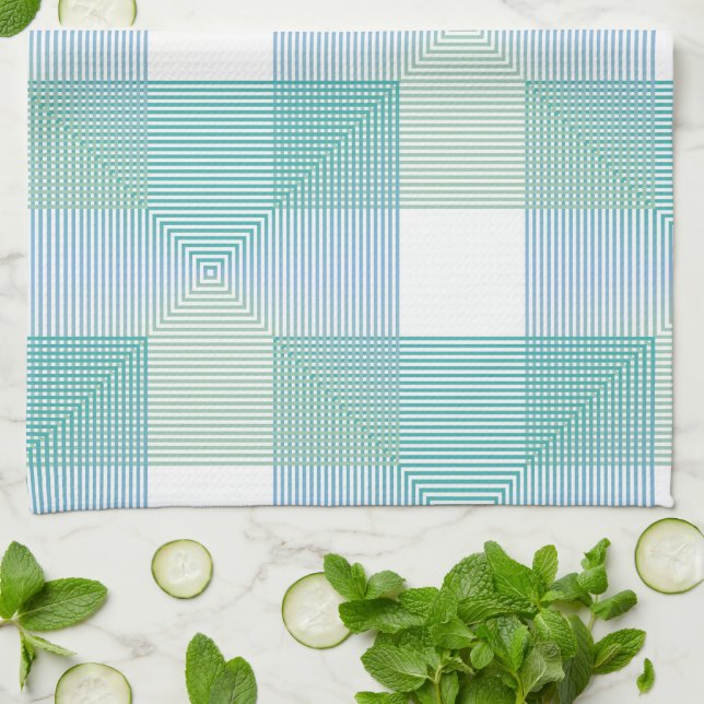 Modern Abstract Geometric Squares Pattern Kitchen  Tea Towel (Folded)