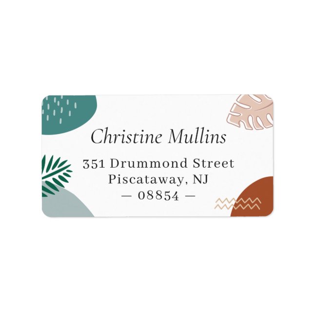 Modern Abstract Geometric Summer Tropical Label (Front)