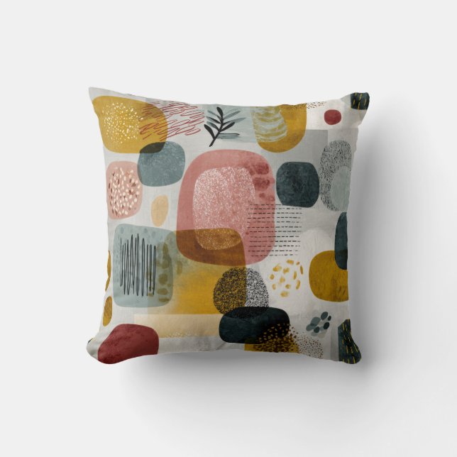 Modern Abstract Geometric Throw Pillow – Earthy Pa (Front)