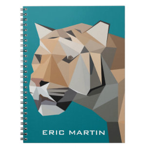 Modern Abstract Geometric Tiger Personalised Name Notebook