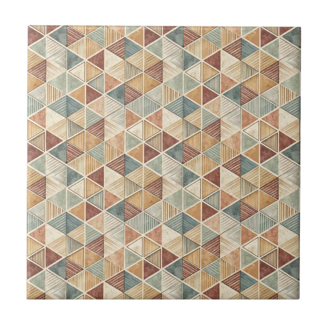 Modern Abstract Geometric Triangle Design Pattern Ceramic Tile (Front)