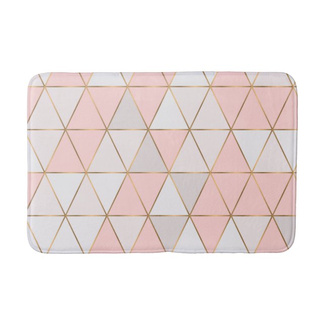 Modern Abstract Geometric Triangles Peach Gold Bath Mat (Front)