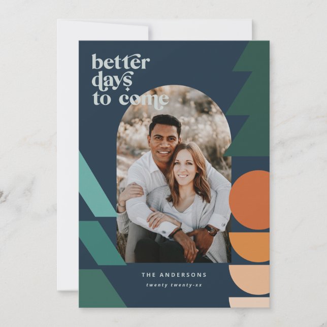 Modern abstract geometric typography holiday photo (Front)