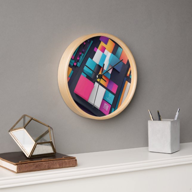 "Modern Abstract Geometric Wall Clock - Vibrant Co (Office)